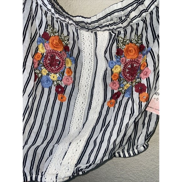 new Crop blouse Floral Embroidery lace western flare Boho country M hippie 21 - Picture 6 of 10